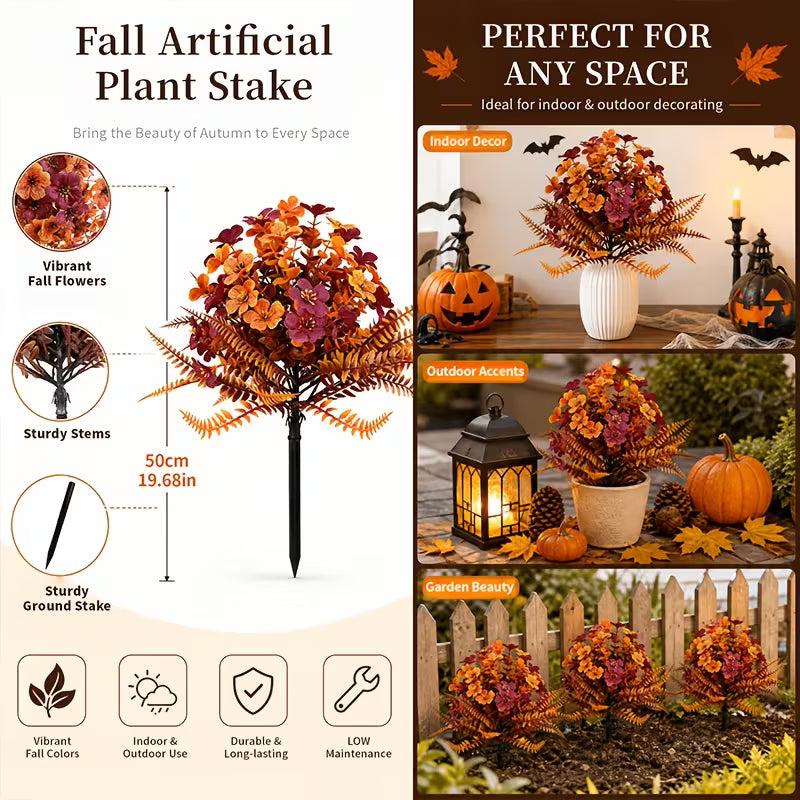 Reusable Artificial Fall Flower Ground Stakes – UV-Resistant Outdoor Garden & Porch Decor