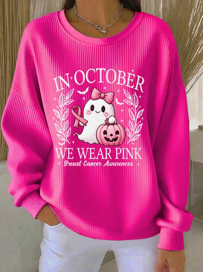 Women's Casual Printed Waffle Long-Sleeve Top