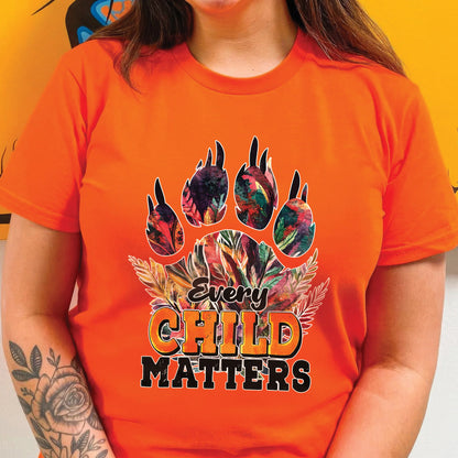 Every Child Matters Feathered Paw Print Orange Native American Unisex T-shirt/Hoodie/Sweatshirt