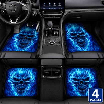 Gothic Purple Skull Car Floor Mats – 4-Piece Universal Vehicle Mat Set