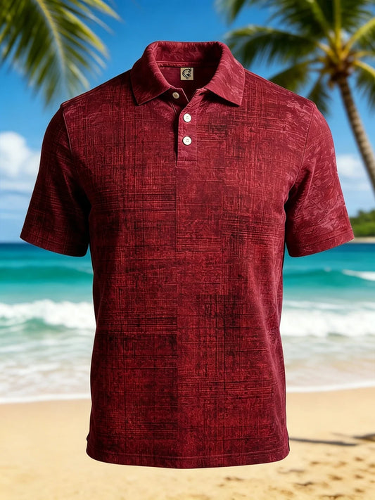 Moisture-Wicking 3D Gradient Abstract Geometric Short-Sleeve Hawaiian Golf Polo