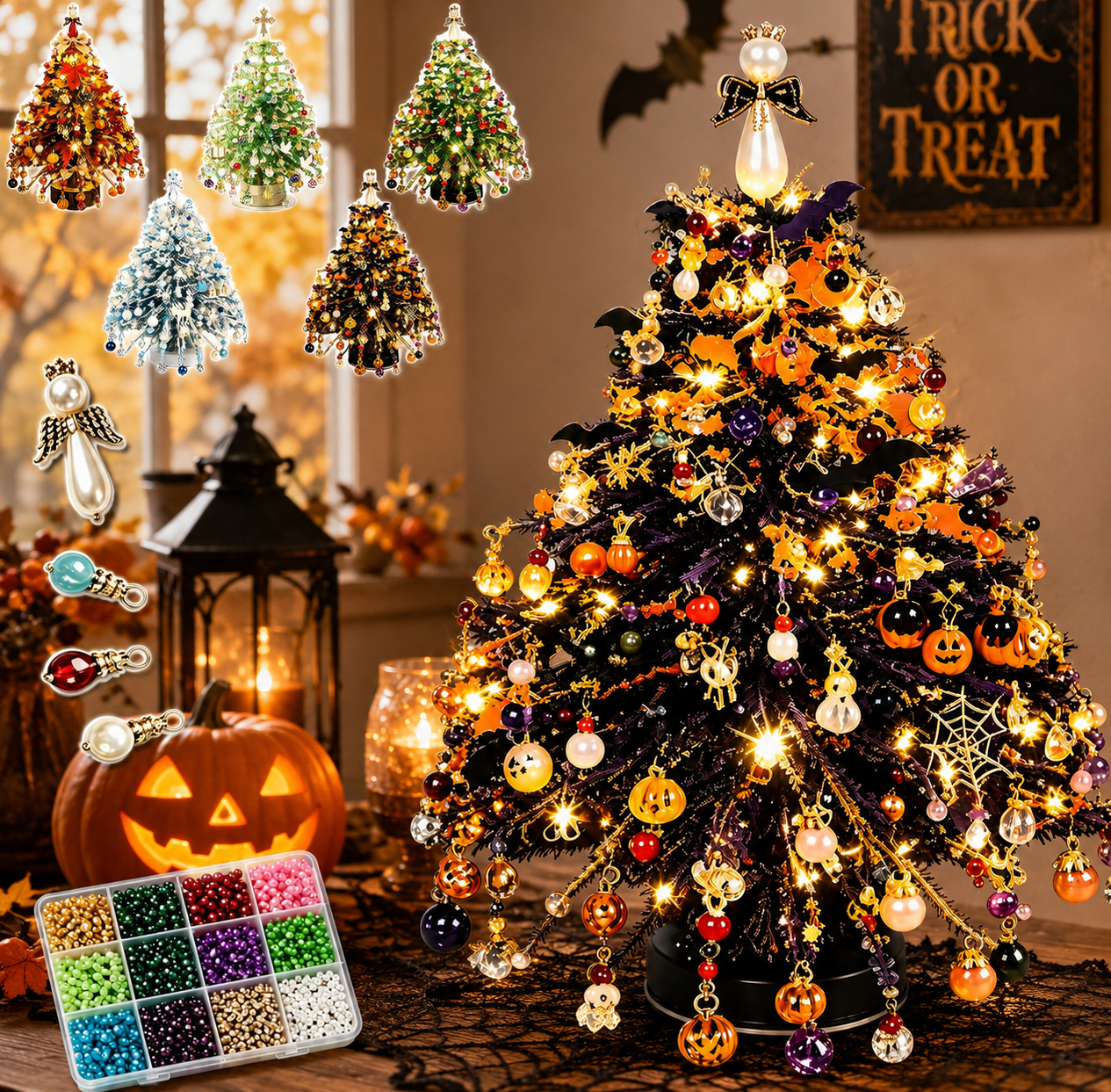 🎄✨ DIY Beaded Christmas Tree Kit – 🎅Create Your Own Sparkling Holiday Decoration