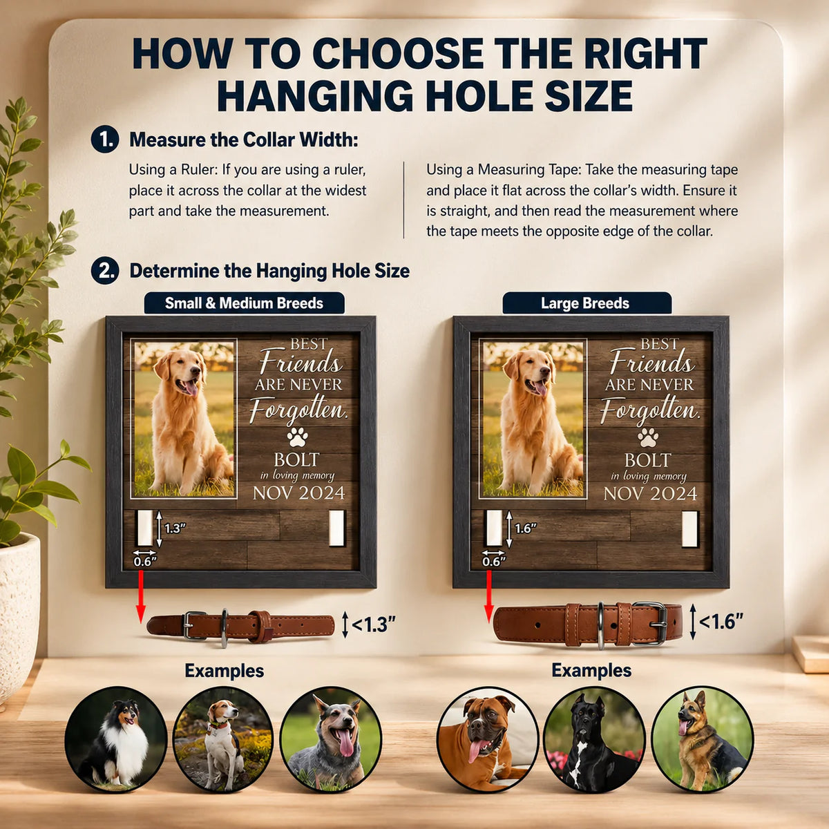 Custom Pet Memorial Collar Photo Frame – A personalized photo keepsake designed for dog and cat lovers