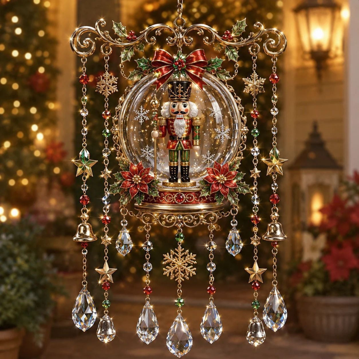 Christmas Nativity Star Crystal Wind Chime – Stained Glass-Inspired Holiday Hanging Decor