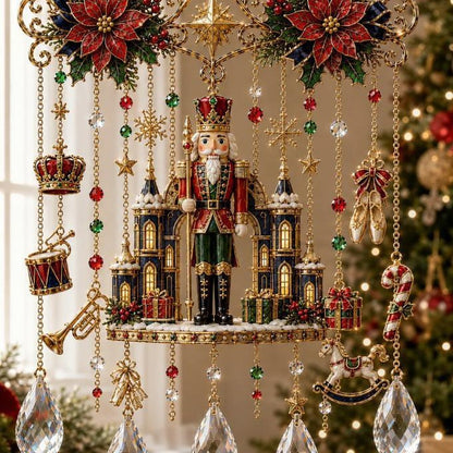 Christmas Nativity Star Crystal Wind Chime – Stained Glass-Inspired Holiday Hanging Decor