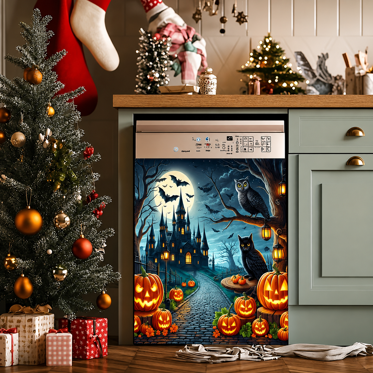 Halloween-Themed Dishwasher Decal—Kitchen Decor for a Spooky Atmosphere