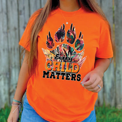 Every Child Matters Feathered Paw Print Orange Native American Unisex T-shirt/Hoodie/Sweatshirt