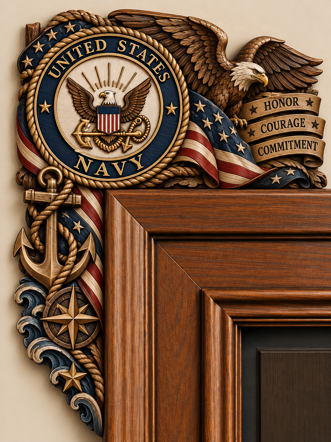 U.S. Military Wooden Door Corner Decor – Patriotic Gift for Veterans