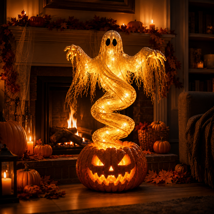 🎃 Halloween Swirling Ghost Pumpkin Light – LED Outdoor Yard Stake Decoration
