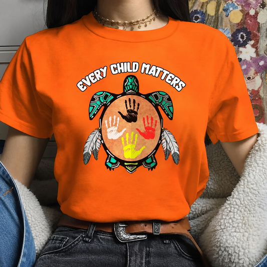 Feather Hand Color On Turtle For Orange Shirt Day Unisex T-shirt/Hoodie/Sweatshirt
