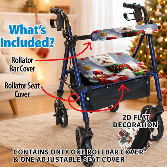 Reusable Walker Seat and Handle Cover Set – Adjustable 2D Decorative Walker Accessories