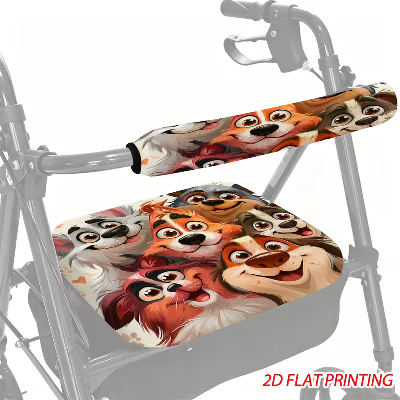Reusable Walker Seat and Handle Cover Set – Adjustable 2D Decorative Walker Accessories