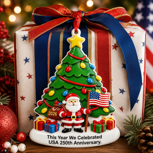 USA 250th Anniversary Christmas Ornament – Patriotic 1776–2026 Holiday Decoration