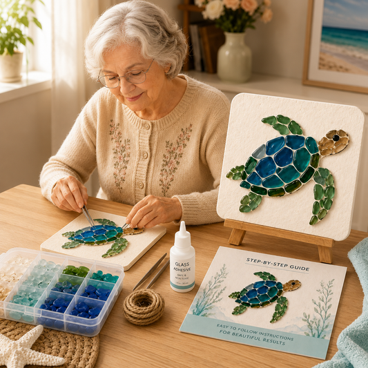 Sea Glass Mosaic Craft Kit – DIY Coastal-Style Art & Craft for Adults and Seniors
