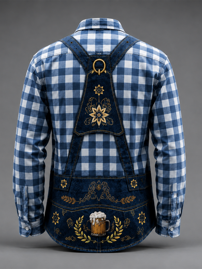 Moisture-Wicking Oktoberfest Style Chest Pocket Long-Sleeve Casual Shirt