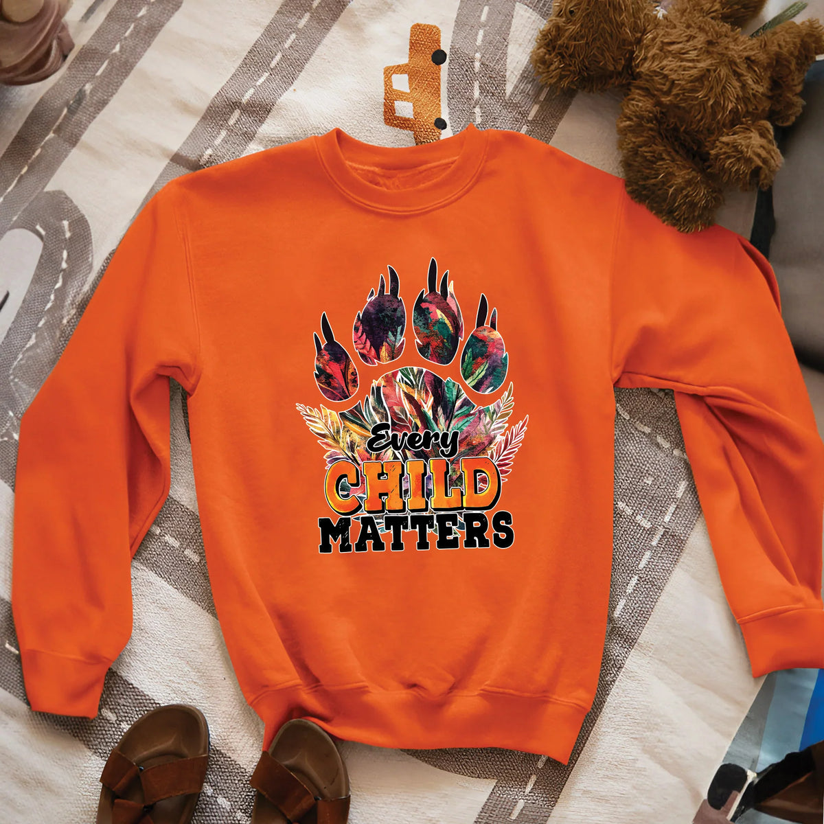 Every Child Matters Feathered Paw Print Orange Native American Unisex T-shirt/Hoodie/Sweatshirt
