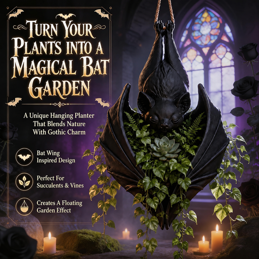 Gothic Bat Hanging Planter - Spooky Wall Decor for Succulents & Air Plants