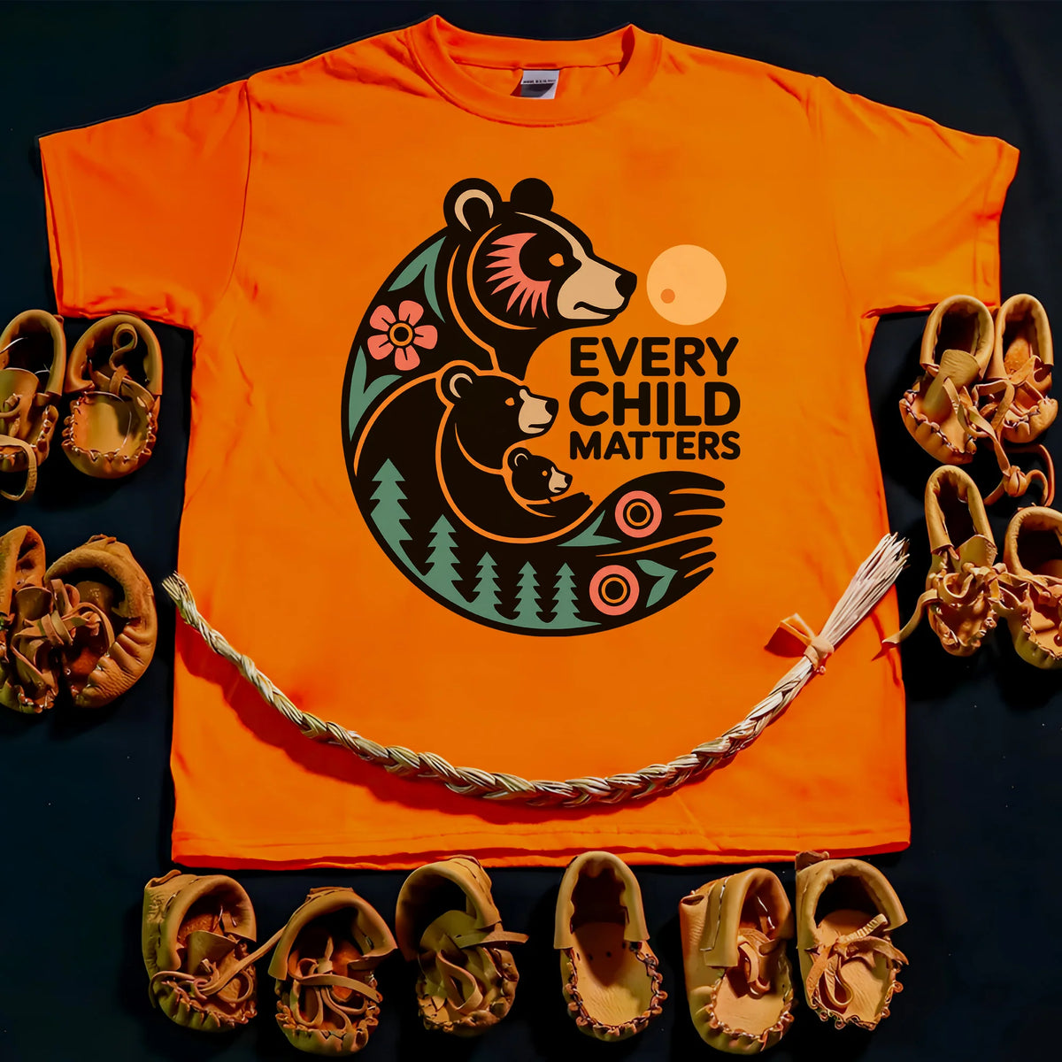 Sacred Bear Family Every Child Matters Orange Shirt Day Unisex T-shirt/Hoodie/Sweatshirt