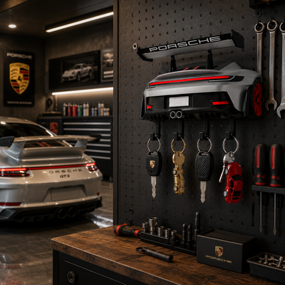 Sports Car Rear Wall Key Holder - Modern Garage Decor & Entryway Organizer For Car Lovers