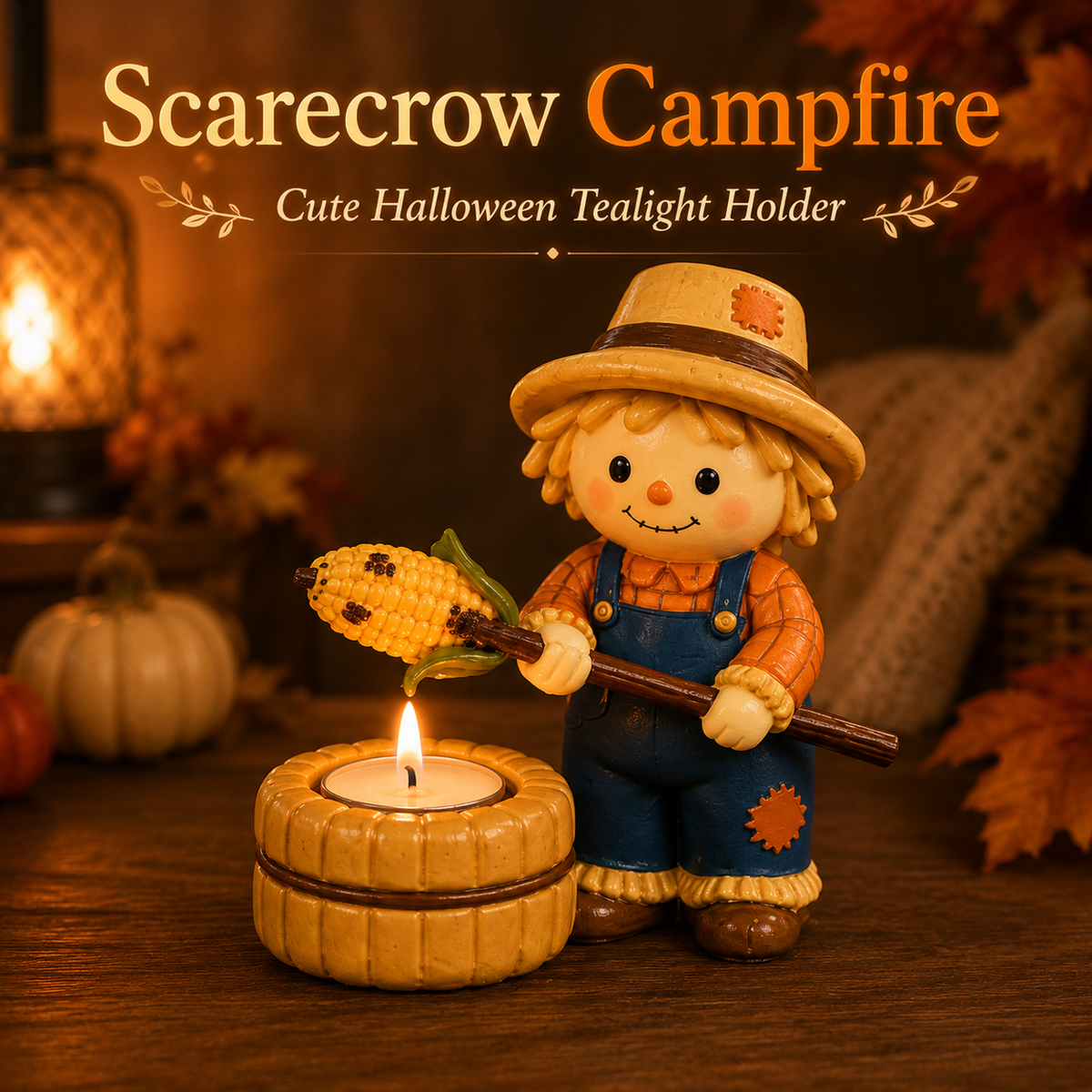 Halloween Campfire Tealight Holder Collection - Cute Ghost, Mummy & Scarecrow Tabletop Decor