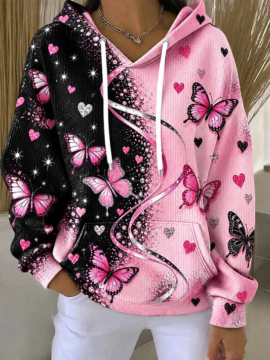 Women's Casual Printed Hooded Knit Top