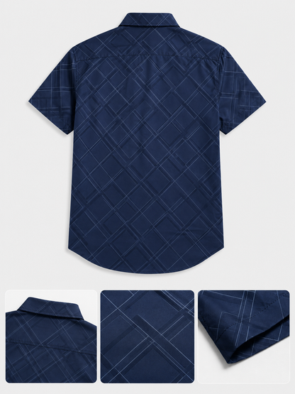 Moisture-Wicking Abstract Geometric Line Art Casual Shirt